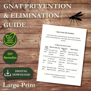 Gnat Prevention and Elimination Printable Tracker Natural Bug Control Tips Gnat ID Chart Home Pest Management Digital Download Track Prevent