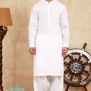 Premium Men&#39;s Shalwar Kameez | Men Shalwar Kameez Collection | Pakistani Men Kameez Shalwar in WHITE Color | Pure WHITE Shalwar Suit Set