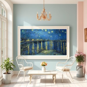 Van Gogh Sternennacht über der Rhône – Starry Night Over the Rhone (1888) – Digitaler Kunstdruck – Vintage Landschaft Poster