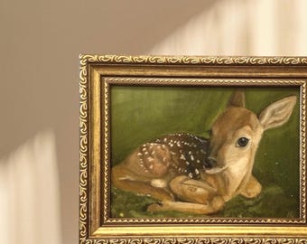 Print of Graceful Elegant Deer Portrait Painting | Timeless Elegance | Vintage Print Decor - Deer Fawn Print Art Woodland Forest Creature