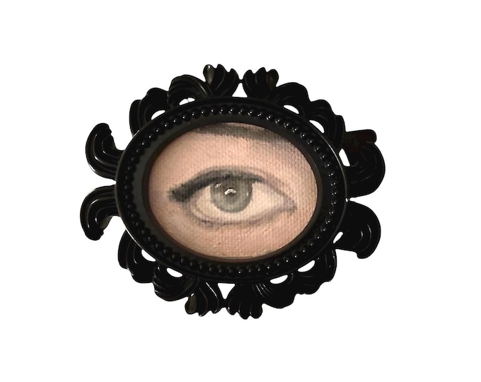 Featured listing image: Custom Lover’s Eye Portrait - Hand-Painted Commission Miniature Portrait: Framed Oil Painting (5’2”)