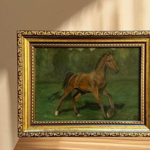 Vintage Horse Art Print: Sunlit Silhouette, Equestrian Oil Painting