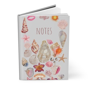 Coastal aesthetics Hardcover Journal, Ocean-Inspired Note Book, Beach Lover Gift, Writing Journal, Shells Design, Travel Diary
