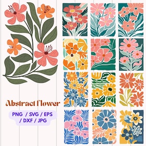 Retro Flower SVG Bundle: Boho Floral Clipart (Digital Download