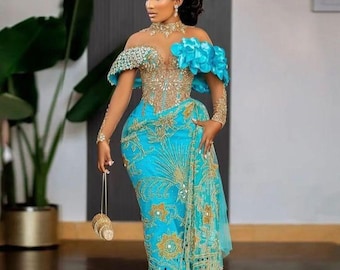 African Traditional Wedding Dress | Igbo Bride Dress | South East Nigeria Bride Outfit | South South Nigeria Bride Outfit | George Outfit