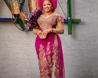 African Traditional Wedding Dress | Igbo Bride Dress | South East Nigeria Bride Outfit | South South Nigeria Bride Outfit | George Outfit