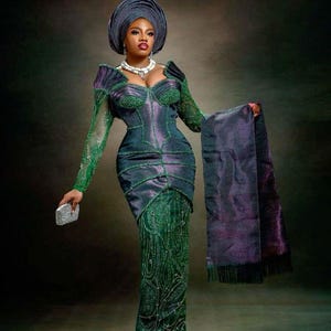 Several African Bride Aso Oke Dresses  | African Event Guest | Wrapper & Blouse | African Wedding Dress | African Women Dress | Yoruba Bride