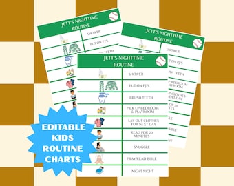 Kids Flip Routine Chart Printable Morning, Afternoon, and Nighttime Routine Chart Editable in Canva Visual Schedule