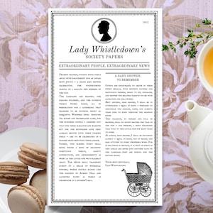 Papier Lady Whistledown Society na Baby Shower