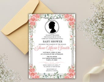 Bridgerton Pink Baby Shower Invite