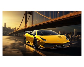 Super Car Yellow Lamborghini Car High Quality Print Poster Wall Art pick size A4/A3/A2/90x60cm