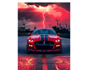 Shelby Mustang GT500 Front View Poster High Quality Print Poster Wall Art pick size A4/A3/A2/90x60cm