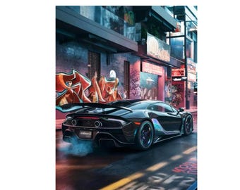 Graffiti Glamour Lamborghini Super Car Print Poster Wall Art pick size A4/A3/A2/90x60cm