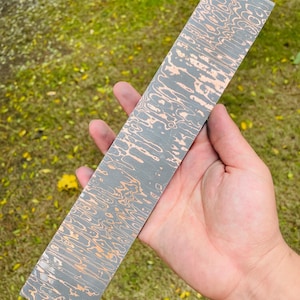 Handmade Copper Carbon Damascus Steel Billet