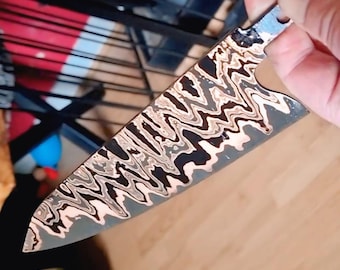 Copper Damascus Steel Knife Blank 8 Inch, Hand Forged Blade Making, Custom Bladesmith Supply