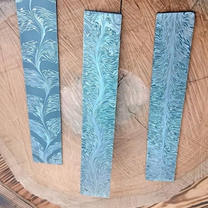 Custom Handmade Damascus Steel Feather Pattern billet