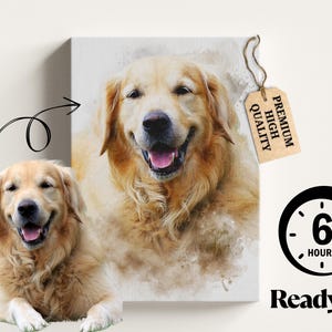 Retrato de mascota en acuarela: Arte conmemorativo personalizado para perros o gatos (Descarga digital)