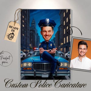 Politiekarikatuur, grappige politie cartoon cadeau, politie pensioen cadeau, digitale politieagent illustratie, politieagent waardering cadeau