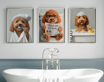Custom Pet Bathroom Portrait: Funny Dog in Bathtub - Personalized Pet Lover Gift (Digital Download)