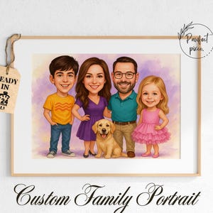 Caricature Family Portrait, Custom Cartoon Family Drawing, Family Portrait Illustration, Caricature from Photo, Funny Family Portrait Gift