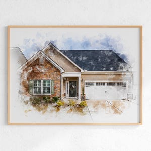 Custom Watercolor House Portrait from Photo: First Home Gift (Digital Download)