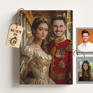 Custom Couple Portrait Royal, Renaissance Couple Portrait, Royal Wedding Gift, King and Queen Art, Turn Me Royal, Anniversary Couple Gift