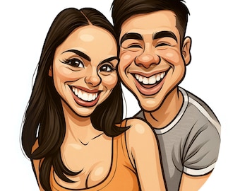 Custom Ugly Caricature Portrait: Funny Digital Cartoon Gift, Digital Download
