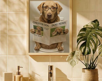 Funny Dog Toilet Portrait: Custom Pet Bathroom Art (Digital Download)