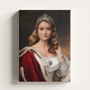 Ritratto personalizzato della regina rinascimentale: da foto reale ad arte (download digitale JPG e PDF)