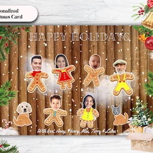 Gingerbread Family Christmas Card: Custom Caricature Holiday Portrait (Digital Download)