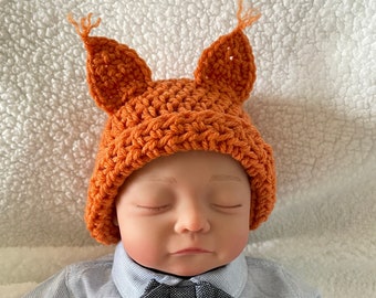 Newborn Fox Hat - Newborn Baby Boy Hat - Baby Crochet Hat - Coming Home Outfit - Newborn Photography - Photo Prop Gender Neutral