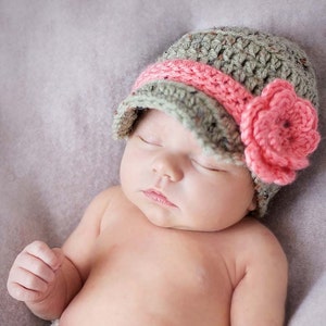 Baby Girl Hat, Baby Girl Hats, Baby Hat, Crochet Newborn, Newsboy Baby Girl Hat, Newborn Infant, Photo Prop, Baseball Cap, Baby Shower Gift