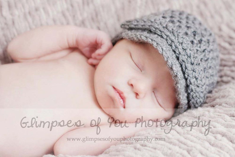 Baby Boy Crochet Beanie Hat Baby Boy Hat Crochet Hat Baby Baby Hat Boy Gray Newsboy Hat Crochet Winter Hat Boy Newborn Boy Hat image 3