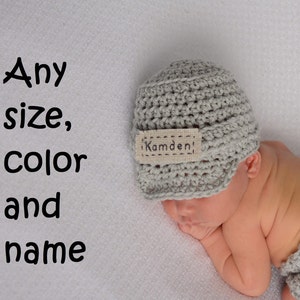 Newborn Personalized Name Hat Monogrammed Baby Clothes Custom Baby Boy Hat Infant Boy Crochet Hat Baby Name Hat Baby Boy Gifts image 2