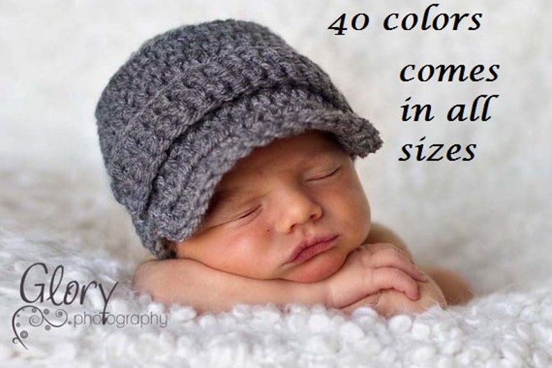 Baby Boy Crochet Beanie Hat Baby Boy Hat Crochet Hat Baby Baby Hat Boy Gray Newsboy Hat Crochet Winter Hat Boy Newborn Boy Hat image 1