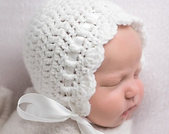 Crochet Baby Bonnet - Baby Hat - Crochet Baby Outfit -  Baby Clothes - Crochet Bonnet - Newborn Bonnet - Newborn Girl Coming Home Outfit