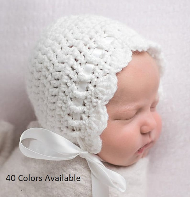 baby white bonnet