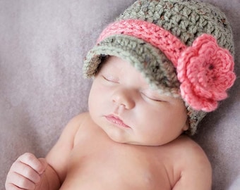 Baby Girl Gifts, Infant Girl Clothes, Newsboy Hat, Photo Props, Toddler Hats, Crochet Baby, Flower Hat, Crochet Hats, Baby Shower Gifts