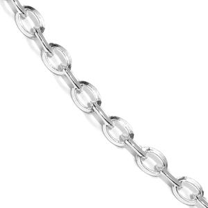 Petite Sterling Silver Triangular Cut Rolo Link Chain with Oval Trigger Clasp Necklace