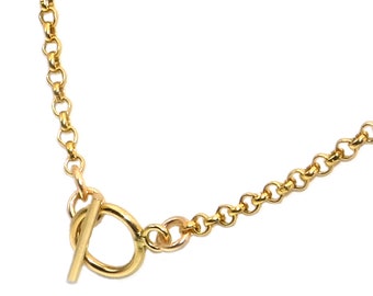 Sparkling Gold Rolo Chain with Shimmering Toggle Clasp Necklace