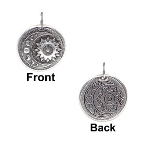 Antique Silver Sun and Moon Phase Pendant - for Him or for Her, Lunar ...