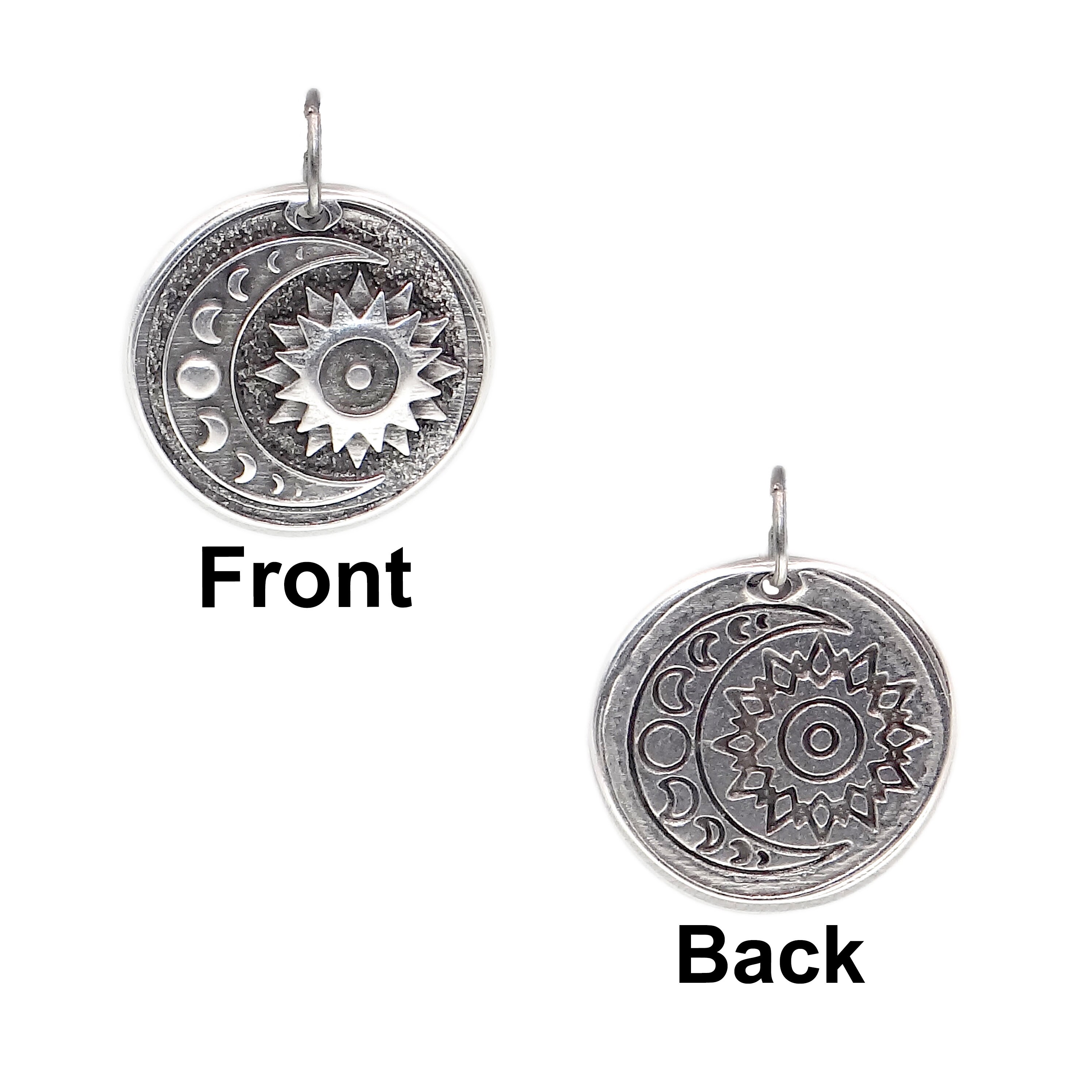 Antique Silver Sun and Moon Phase Pendant - for Him or for Her, Lunar ...