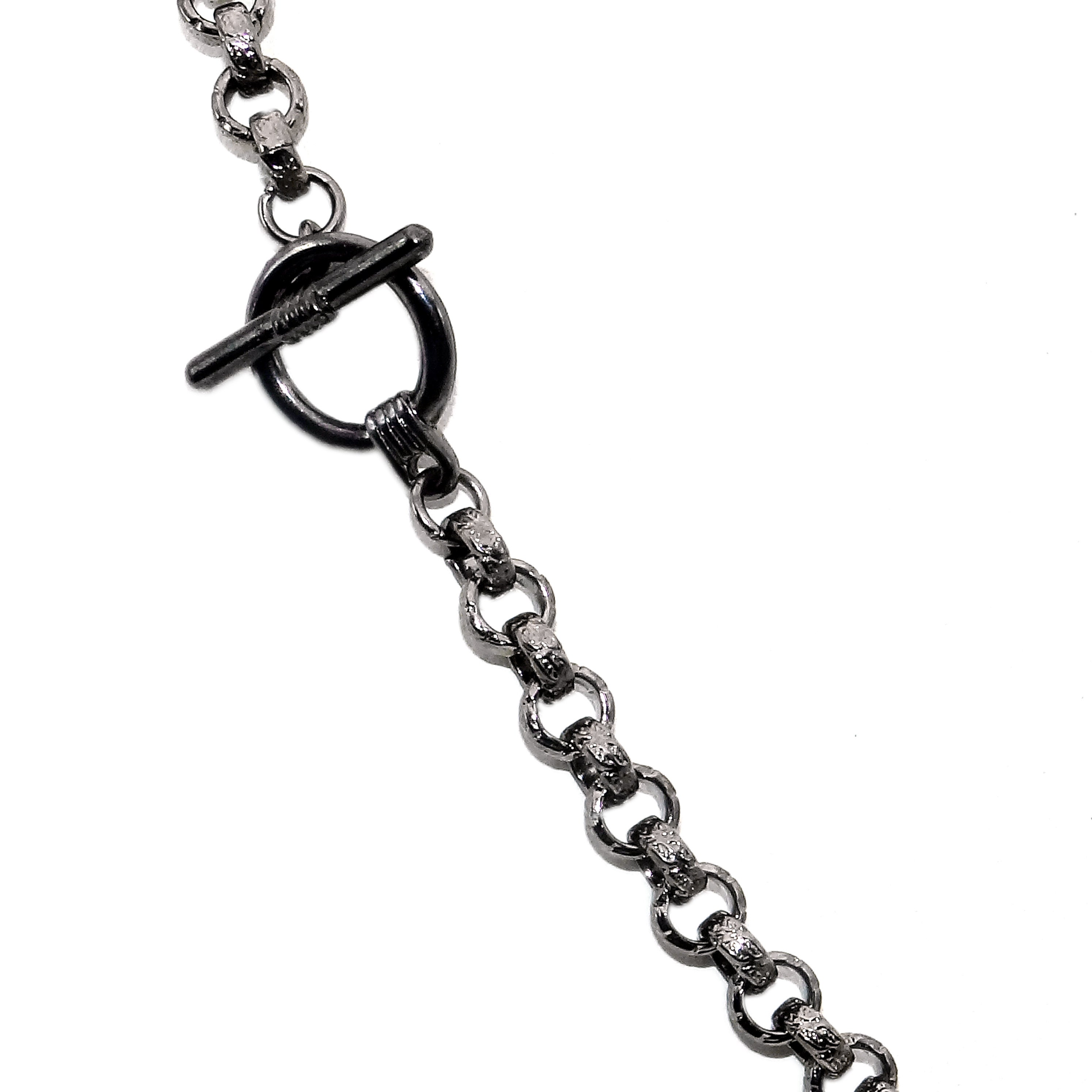 Chunky Gunmetal Vintage Reproduction Rolo Chain Toggle Clasp Necklace ...