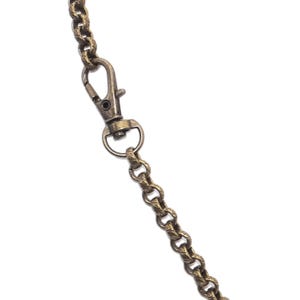 Antique Brass Rolo Chain Necklace with Swivel Clasp: Celtic Pattern Chain