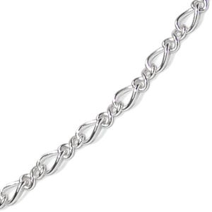 Sterling Silver 1-to-1 Twisted Figure Eight Chain Necklace with Oval Trigger Clasp