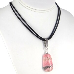 Natural Argentinian Rhodochrosite Pink White Gray Silver necklaces and earrings - OOAK
