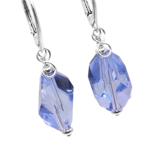 Crystal Cubist Light Sapphire Sterling Silver Infinity Earrings (made with Swarovski Elements)
