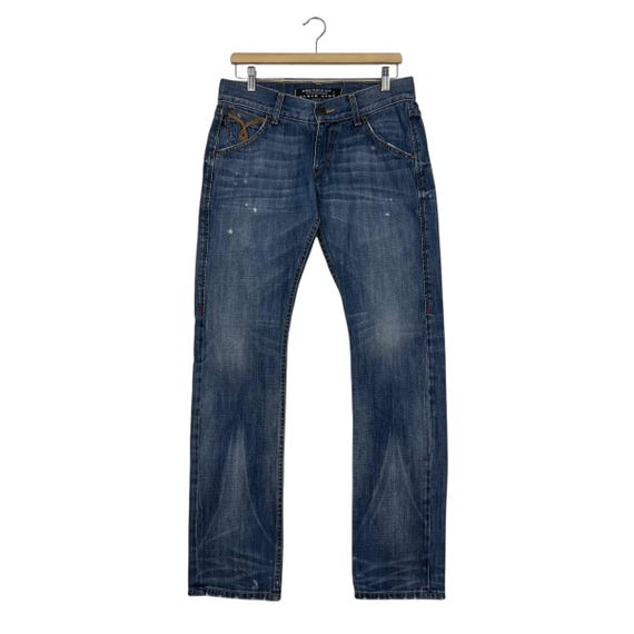 Vintage 90s 020608 Tears of Bleu Black Line Workers Denim Vintage 90s 020608 Tears of Bleu Black Line Workers Denim