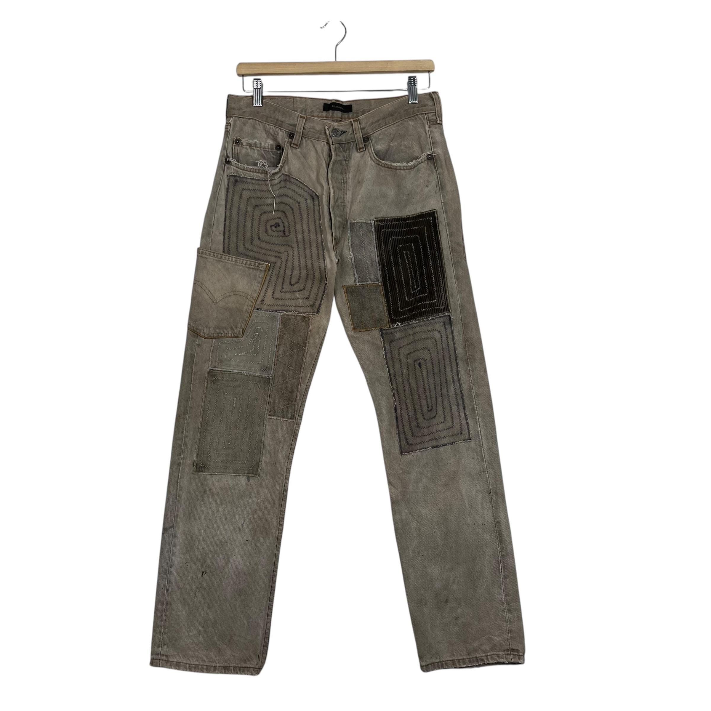 Vintage Levis X Famouz Sashiko Patchwork Workwear Denim Jeans W30