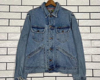Vintage Johnbull Distressed Denim Workwear Utility Jean Jacket Size M